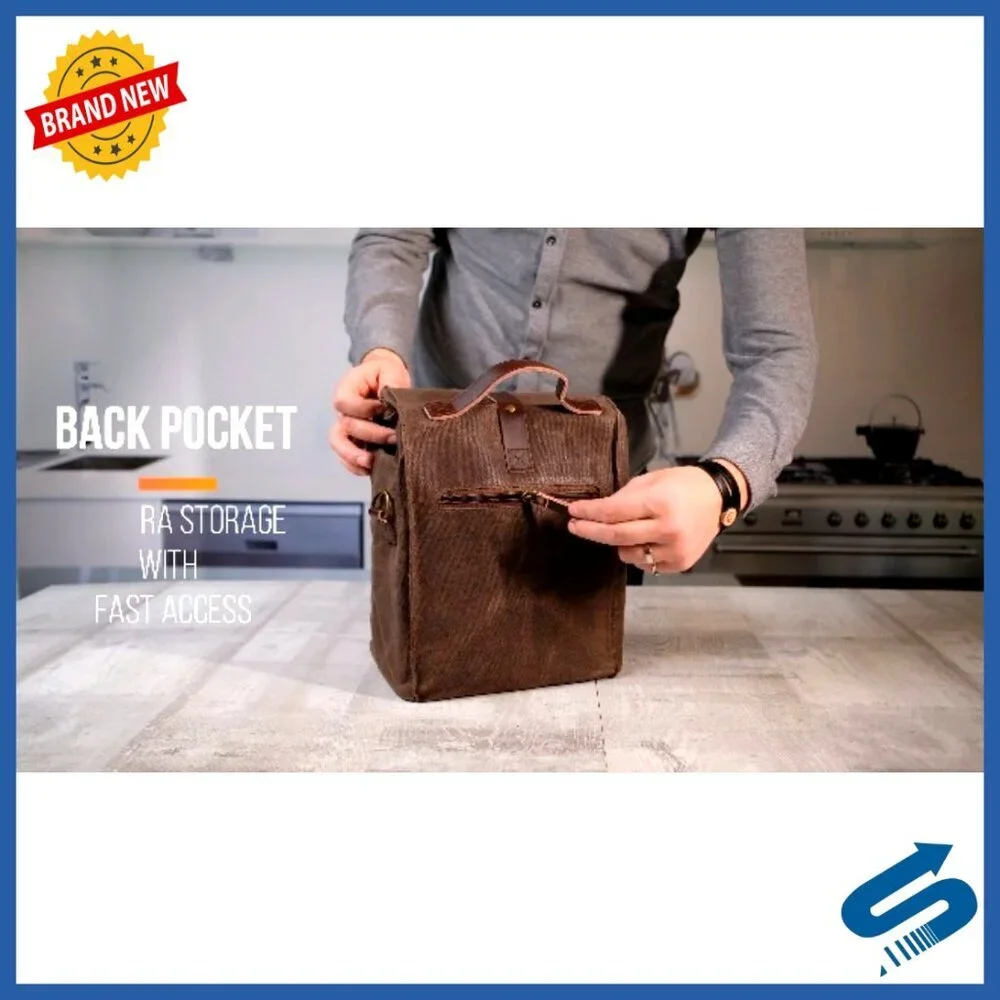 Insulated Lunch Tote Leakproof Waxed Canvas Cooler Bag with Shoulder Strap